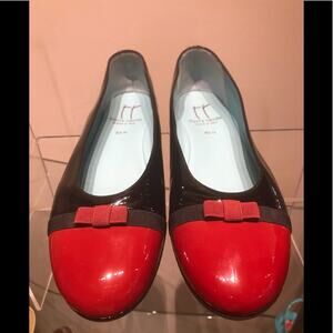 Thierry Rabotin Black  and red patent ballerina